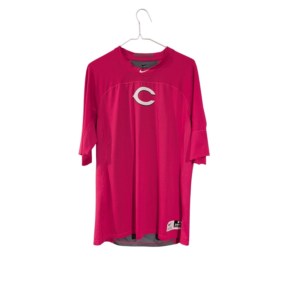 Nike Baseball Shirt Women L Pink Cincinnati Reds Hypercool Training Top